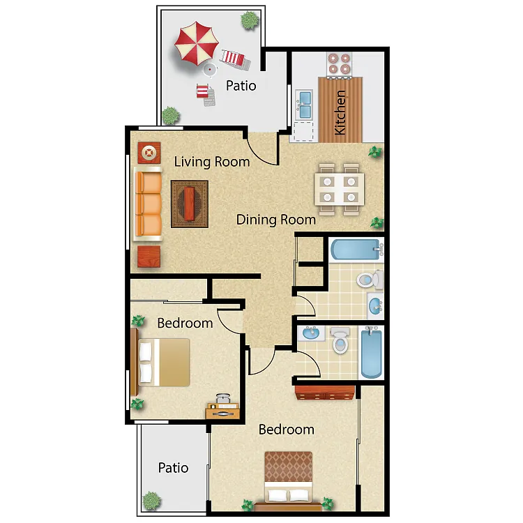 Floor plan 2 Bedroom Layouts (Income Restriced)