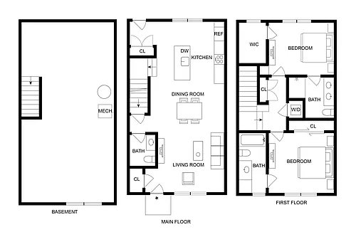 Floor plan 2BD x 2.5BA Townhome