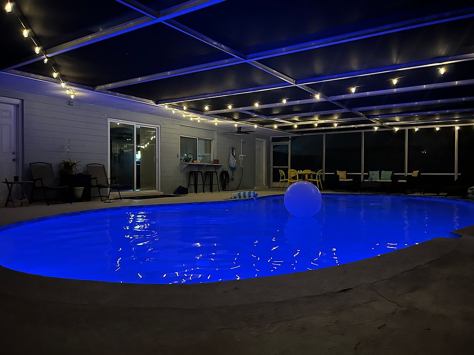 solar lights over the pool