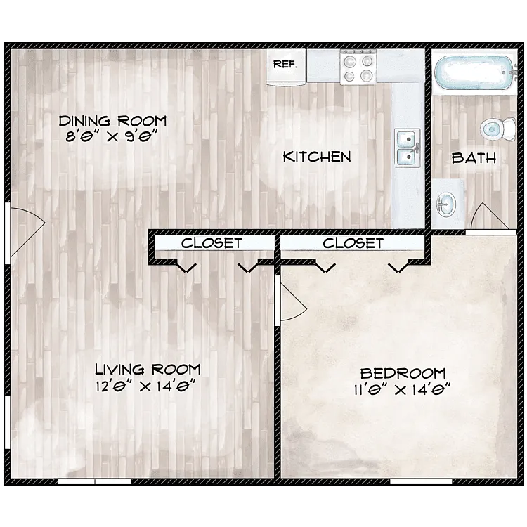 Cottonwood Floorplan Diagram - Poplar Village