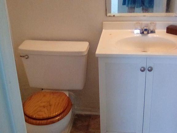 1 bathroom with tub.  New linoleum in bathroom and kitchen.