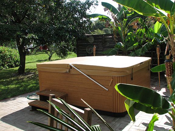 Hot tub on patio