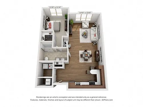 Floor plan High Rise One Bedroom