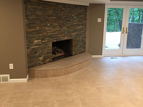 lower rec room fireplace