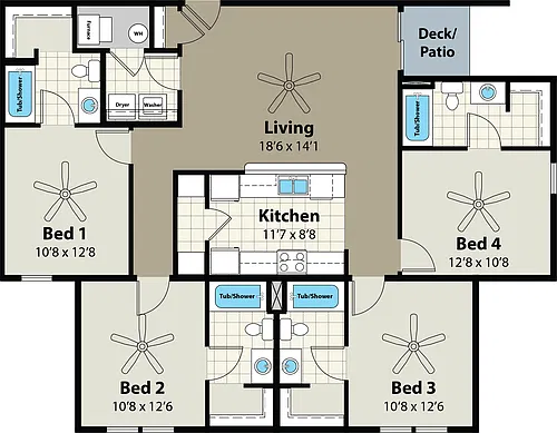 Floor plan 4 Bdrm Flat