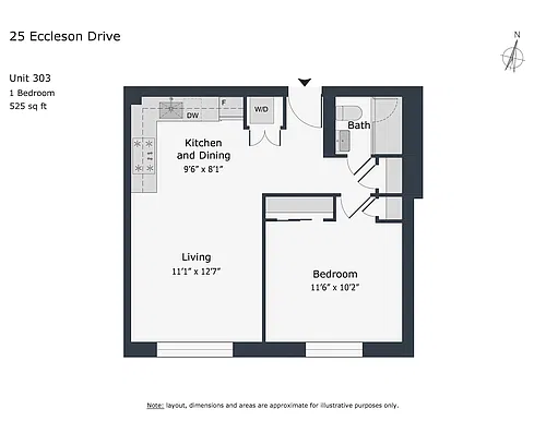 Floor plan 1 Bedroom - unit 303