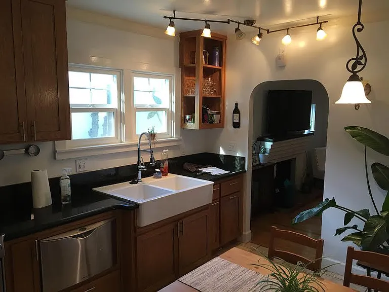 Kitchen with a big sink, dishwasher (new), stove, oven, and refrigerator
