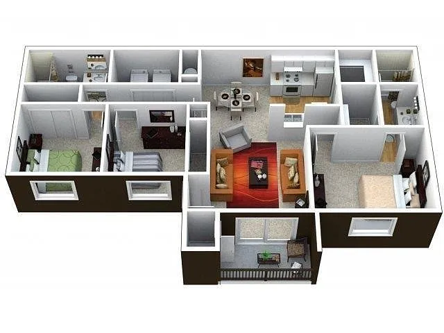 Floor plan 3 Bedroom 2 Bath