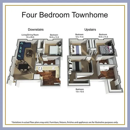 Floor plan Four Bedroom Townhome