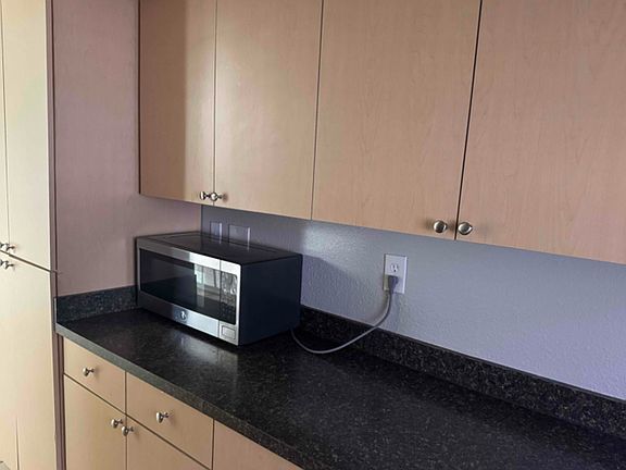 Stainless steel countertop microwave showcases ample countertop space