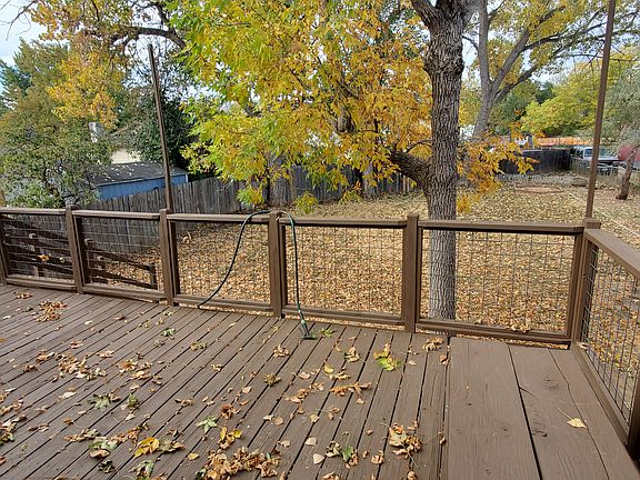Large deck in backyard.