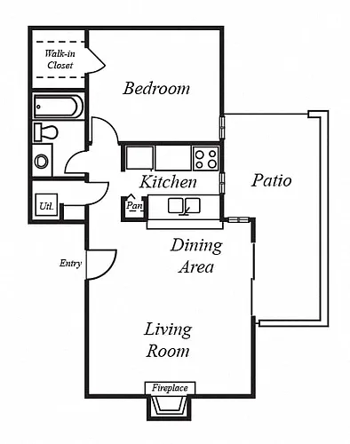 Floor plan 1 Bedroom, 1 Bathroom Flat A2