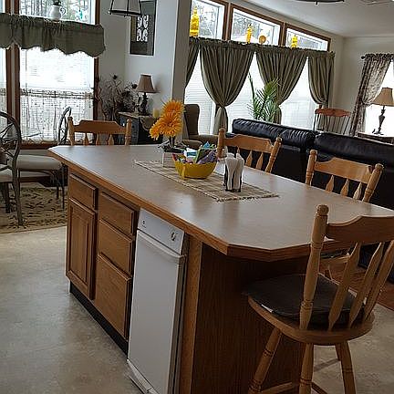 7' island with trash compact