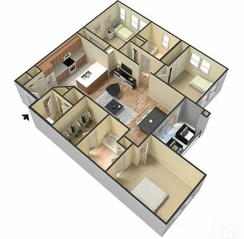 Floor plan Three Bed/Two Bath