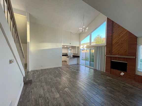 Family room with gas fireplace.