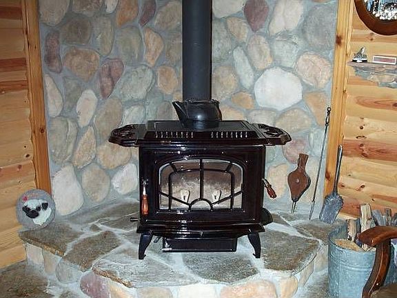 High end wood burning f/p