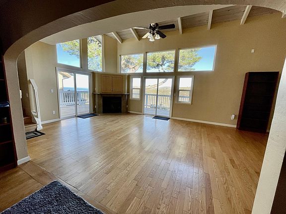 View of great room from dining room.