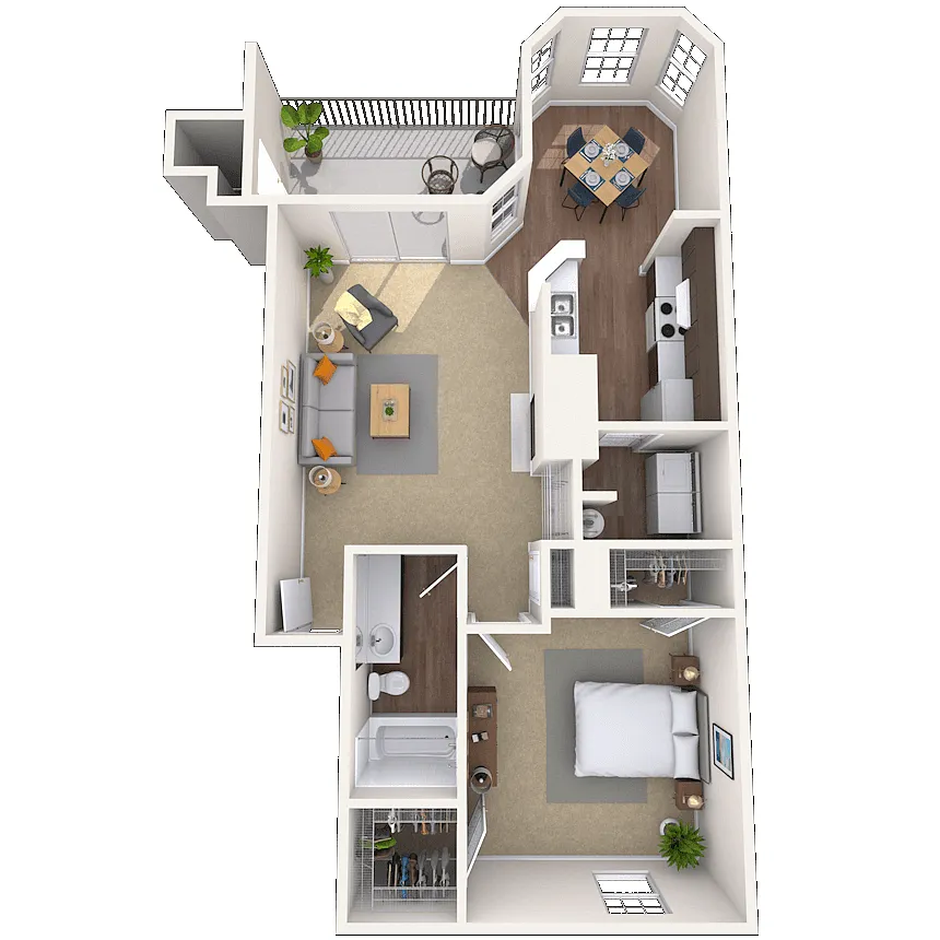 Floor plan Traditional 1x1 846-875 SF