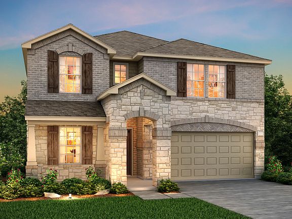 The Kisko, a two-story home with 2-car garage, shown with Home Exterior R