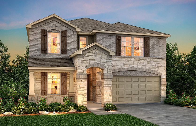 The Kisko, a two-story home with 2-car garage, shown with Home Exterior R