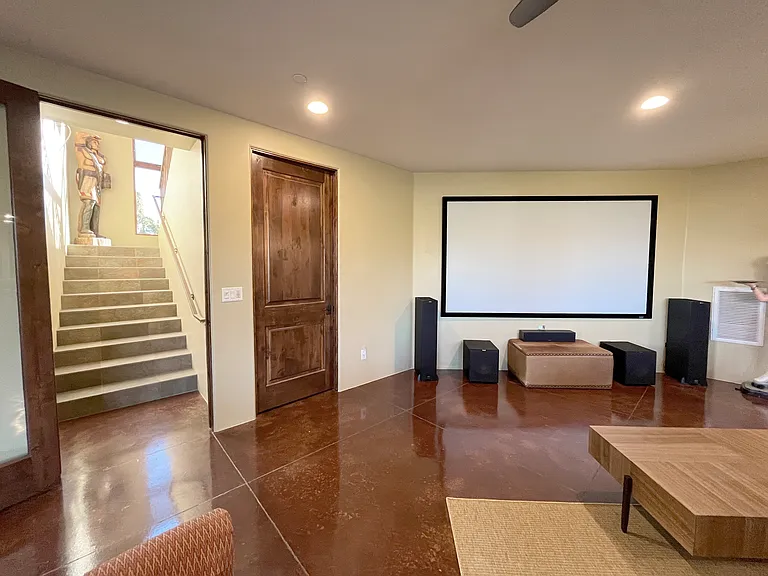 Lower Staircase and Media Room