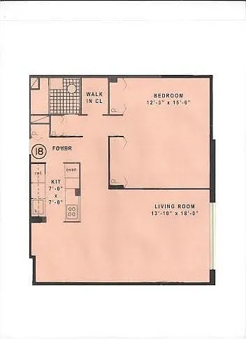 Floor plan 1 BR 1 BATH 18 Avail JUNE 1