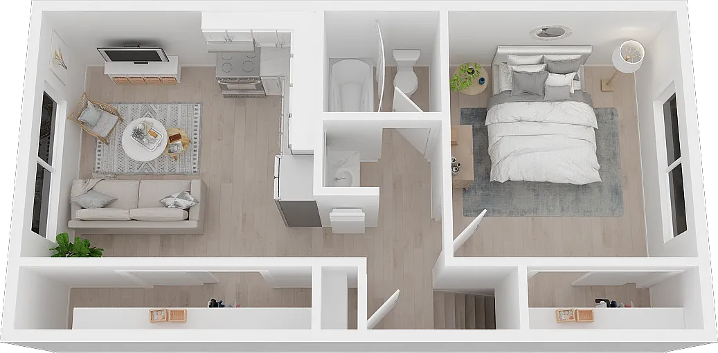 Floor plan 1BR/1BA-D