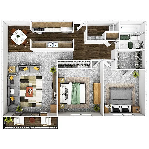 Floor plan 2 Bed 1 Bath B
