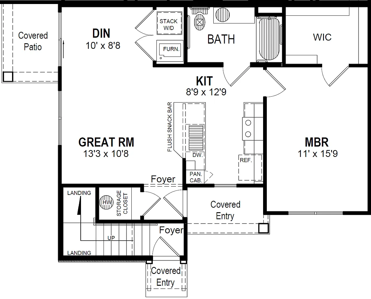 Floor plan 1 Bed 1 Bath Lower