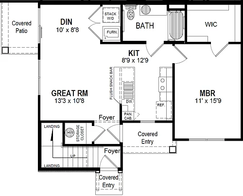 Floor plan 1 Bed 1 Bath Lower