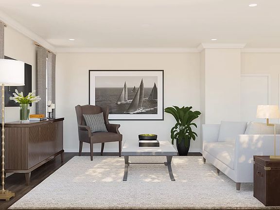 Great room with crown moulding