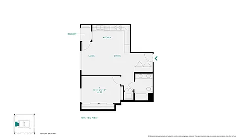Floor plan 1 Bed 1 Bath