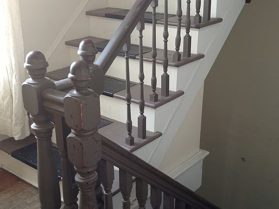 Victorian stairwell to units