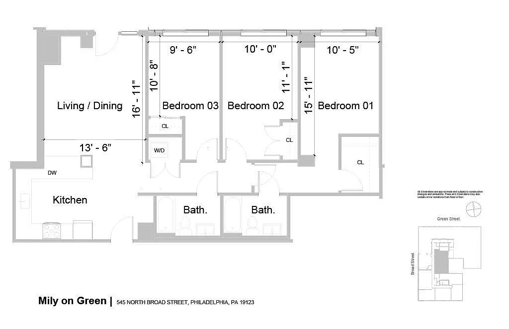 Floor plan 3B2B B 1245sf