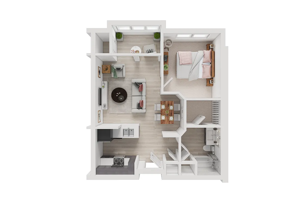 Floor plan One Bedroom - 50 AMI
