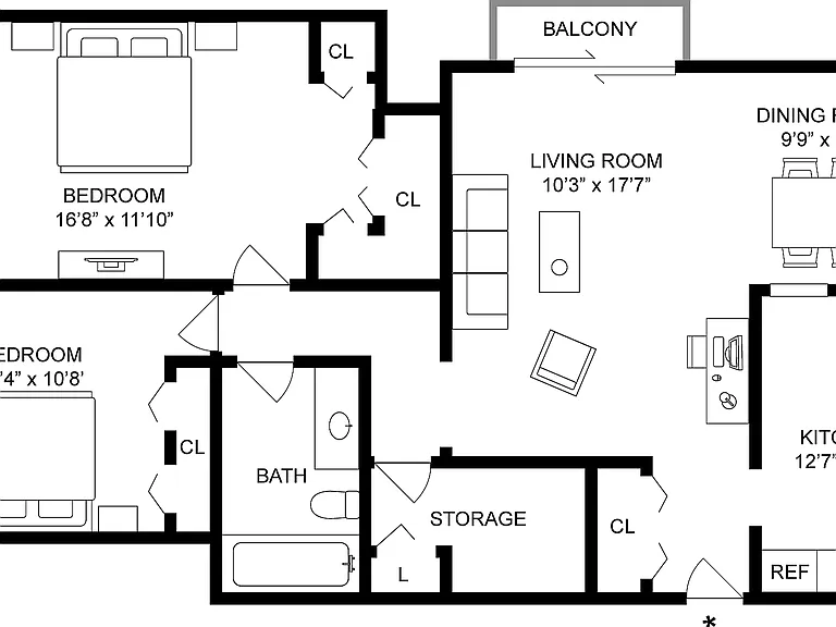 2x1 Upgraded | 2-Bedroom Floorplan 2x1 Upgraded | 2-Bedroom Floorplan