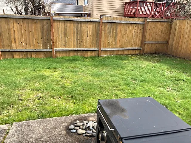 Fenced backyard