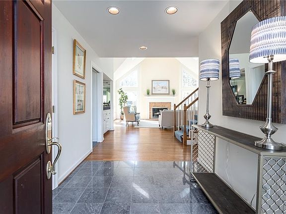 View through the front door into the great room.