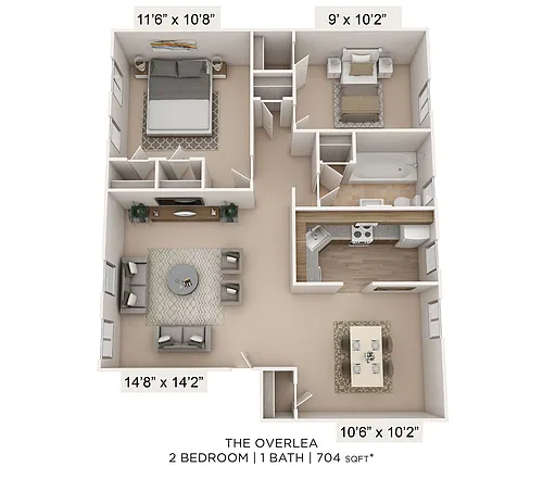 Floor plan Two Bedroom - Large
