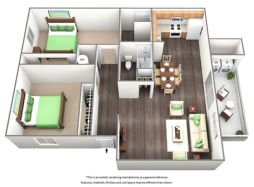 Floor plan Two Bed Two Bath - B2