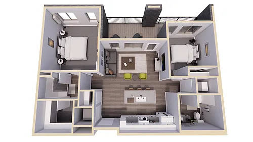 Floor plan 2 Bed - 1100 SF
