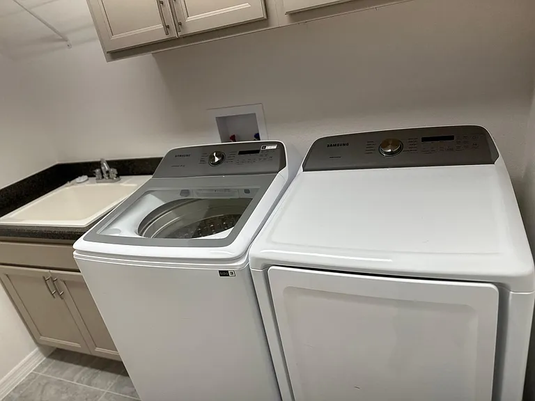 Full-size washer and dryer included