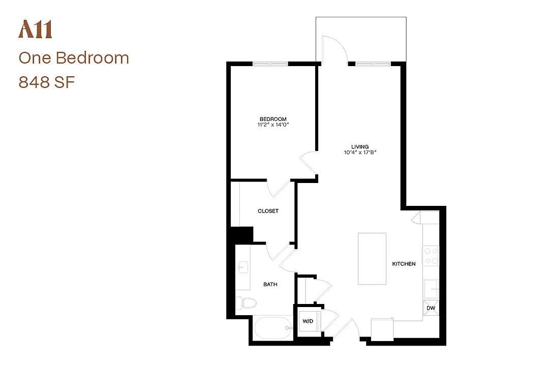 Floor plan One Bedroom A11