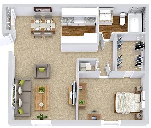 Floor plan 1 Bedroom 1 Bathroom