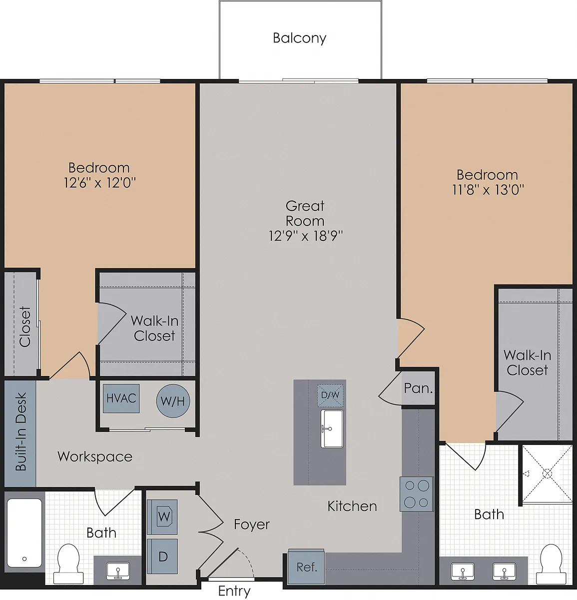 Floor plan C1 Two Bedroom