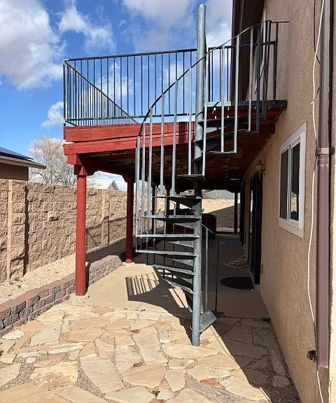 back yard, entrance to deck