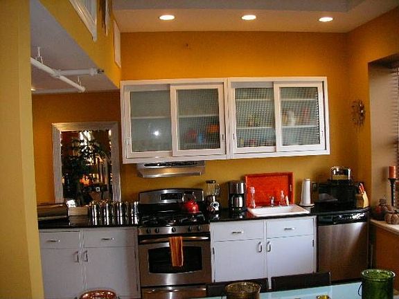 Modern, roomy kitchen.