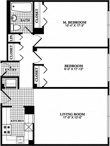 Floor plan Two Bedroom One Bathroom