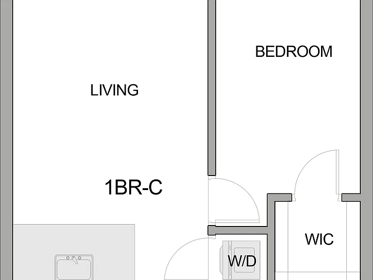 2D Floor Plan Rendering of a One-Bedroom Apartment 2D Floor Plan Rendering of a One-Bedroom Apartment