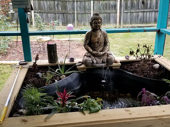 Fish pond in screened porch